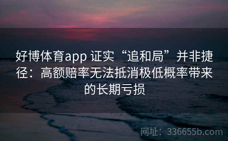 好博体育app 证实“追和局”并非捷径：高额赔率无法抵消极低概率带来的长期亏损